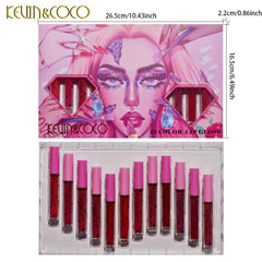 KEVIN&COCO 12 Pcs Urban Style Long Lasting Lip Gloss Set