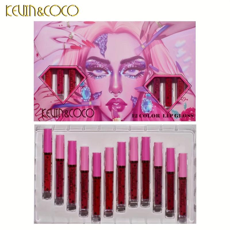 KEVIN&COCO 12 Pcs Urban Style Long Lasting Lip Gloss Set