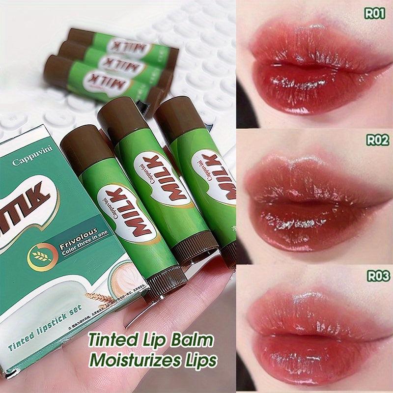 Hydrating Tinted Lip Balm 3 Pcs Set Glossy Lipstick