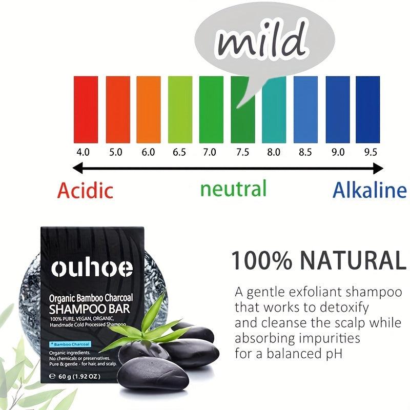 Organic Bamboo Charcoal Shampoo Bar for Hair Darkening