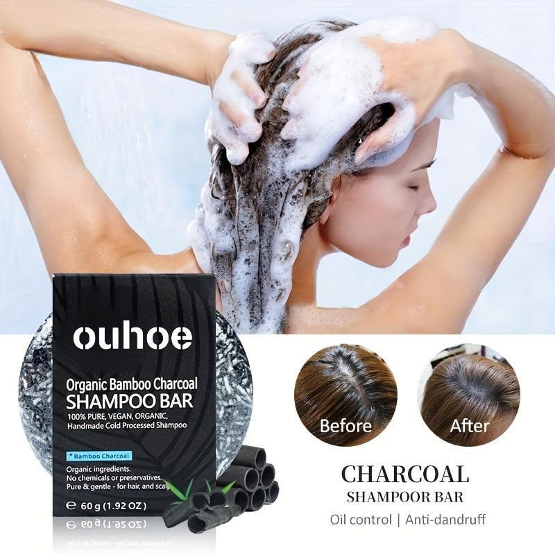 Organic Bamboo Charcoal Shampoo Bar for Hair Darkening