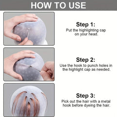 Silicone Highlight Coloring Cap Hair Dyeing Cap with Hook