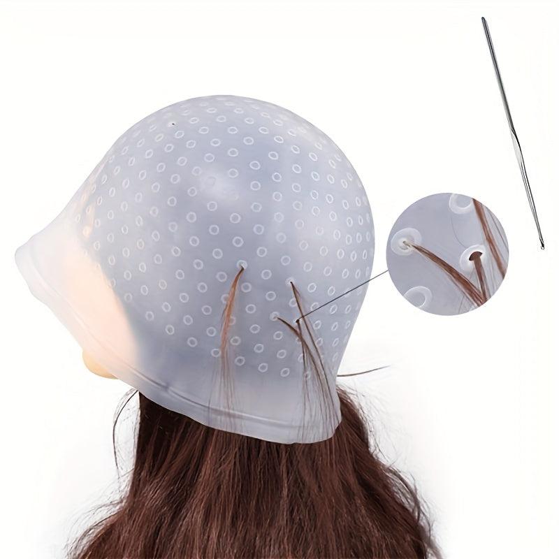 Silicone Highlight Coloring Cap Hair Dyeing Cap with Hook