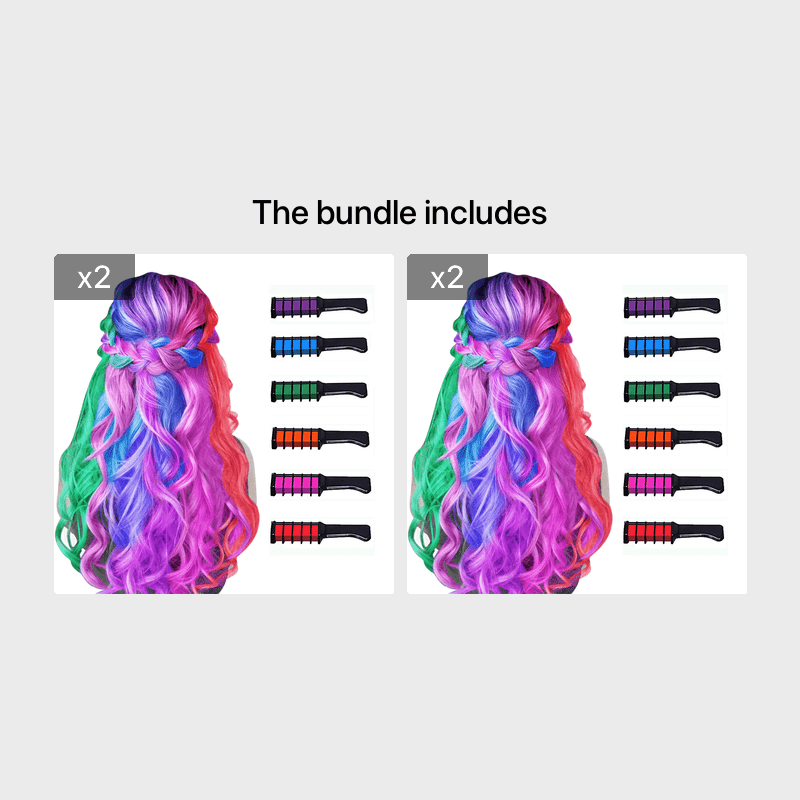 Hair Chalk Comb Temporary Hair Dye For Girls - 6 Colors