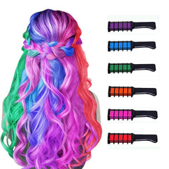 Hair Chalk Comb Temporary Hair Dye For Girls - 6 Colors