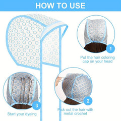 Salon Hair Highlighting Cap with Hooks Hair Coloring Dye Cap Kit