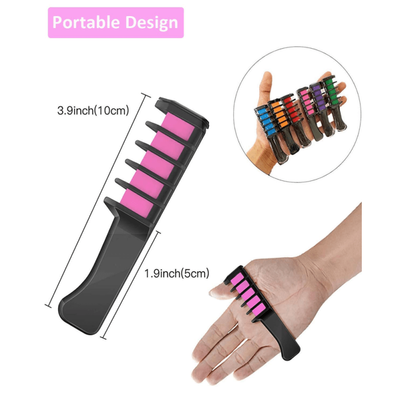 6pcs Temp Hair Dye Comb DIY for Halloween Cosplay Long Lasting