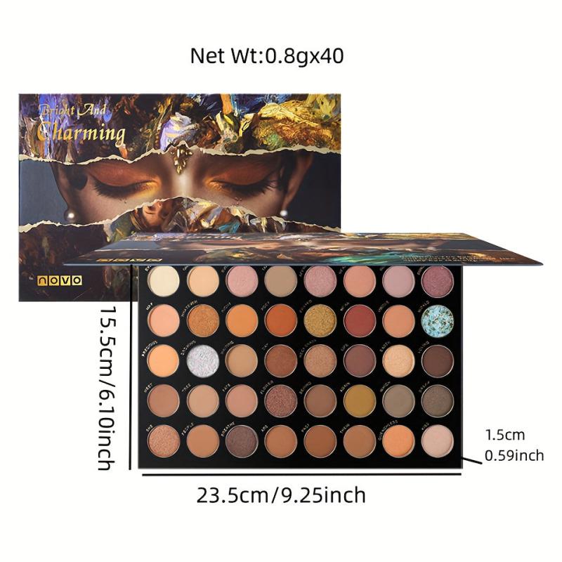 40 Eyeshadow Palette Matte Shimmer Pearly Finish Cyan Golden Tone Eyeshadow