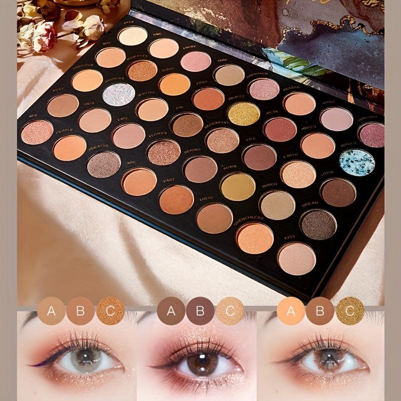 40 Eyeshadow Palette Matte Shimmer Pearly Finish Cyan Golden Tone Eyeshadow