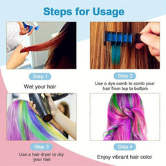 Hair Chalk Comb Makeup Kit - Washable Hair Dye - Kids Ages 6-11