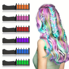Hair Chalk Comb Makeup Kit - Washable Hair Dye - Kids Ages 6-11
