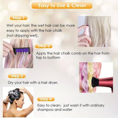 10 Washable Hair Chalk Combs for Birthday Halloween Costume Party Use