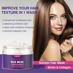 Keratin Biotin Collagen Hair Mask Deep Conditioning for Dry & Damaged Hair
