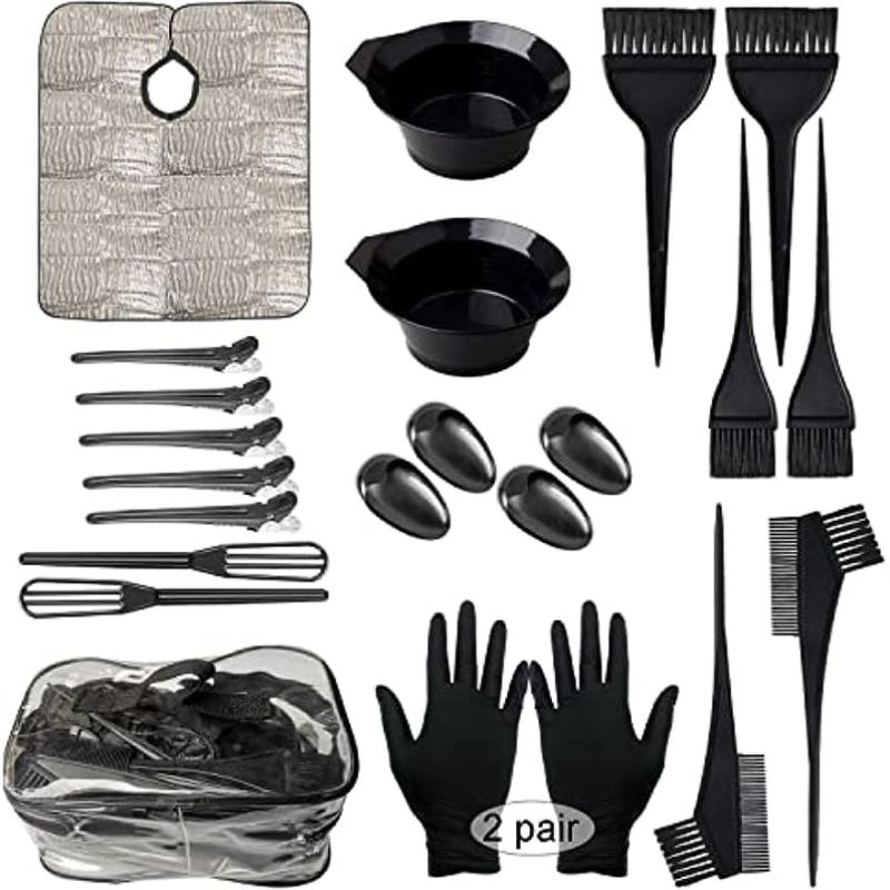 Hair Dye Kit Cream Bowl Brush Comb Clips Cape Set