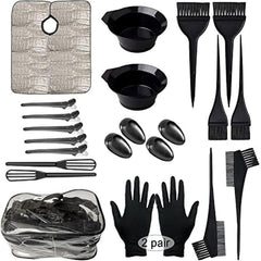 Hair Dye Kit Cream Bowl Brush Comb Clips Cape Set
