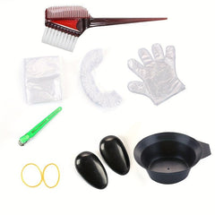 Professional Hair Dyeing Kit Set with Brush, Bowl, Earmuff, Clips, Cape