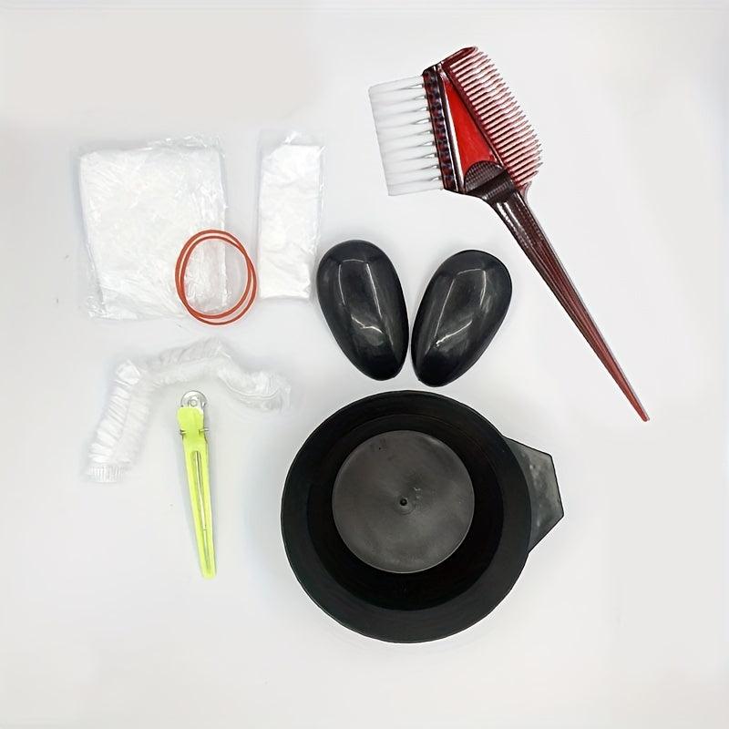 Professional Hair Dyeing Kit Set with Brush, Bowl, Earmuff, Clips, Cape