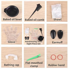 Perm Dyeing Tools Kit Hair Dye Bowl Comb Brushes Earmuff DIY Hairdressing