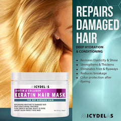 Keratin Hair Mask with Biotin & Collagen - Deep Conditioning for All Hair Types