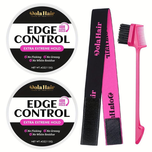 4pcs Edge Control Kit Strong Hold Non-greasy Edge Smoother & Headband