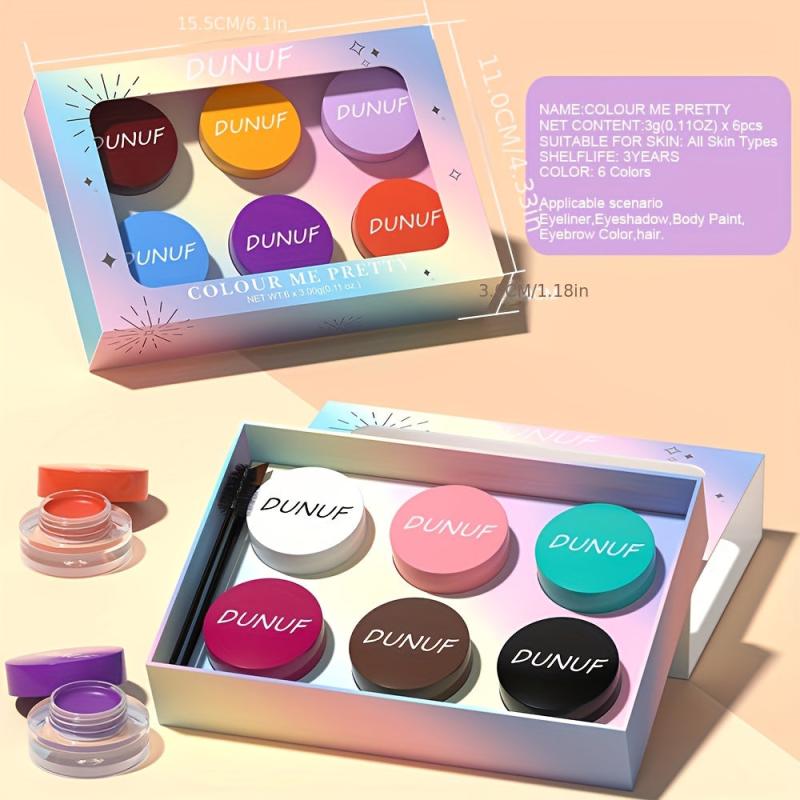 6 Eyeshadow Palette Matte Eyeliner Brow Tint Face Paint Halloween Makeup Kit