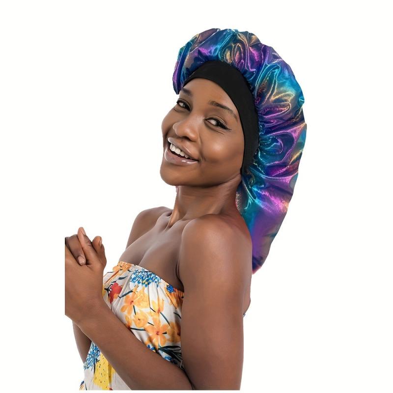 Wide Brimmed Headband Nightcap Satin Shower Cap for Women