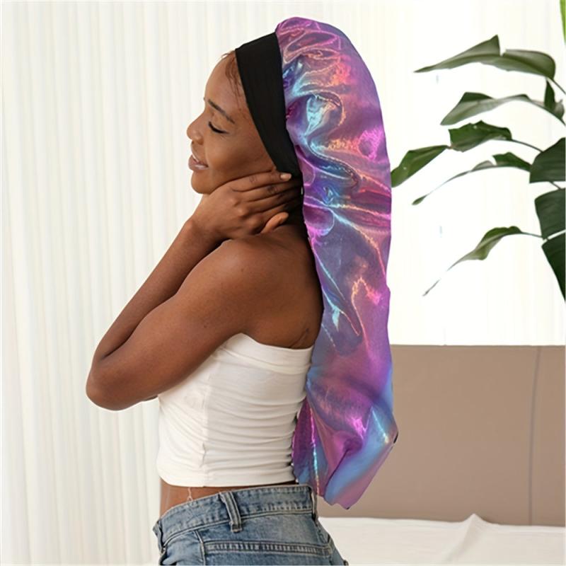 Wide Brimmed Headband Nightcap Satin Shower Cap for Women