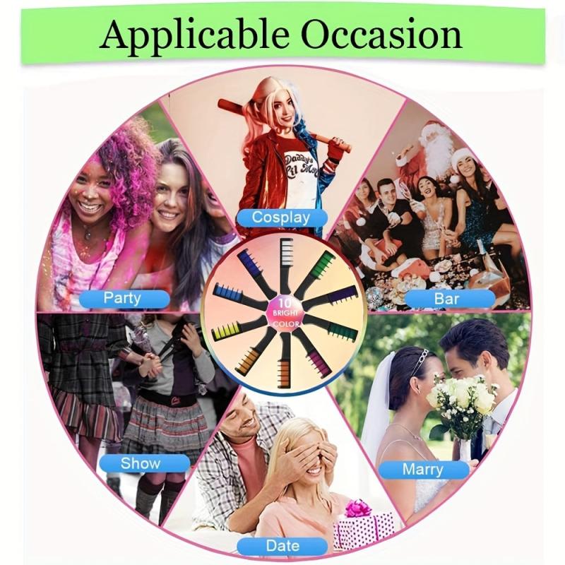Hair Chalk Comb Makeup Kit - 10 Colors Temporary Washable Hair Dye