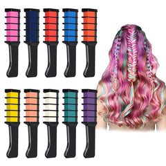Hair Chalk Comb Makeup Kit - 10 Colors Temporary Washable Hair Dye