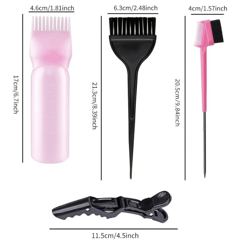 10pcs Hair Dyeing Tools Set Hair Dyeing Bottle Brush Clips for Salon Home