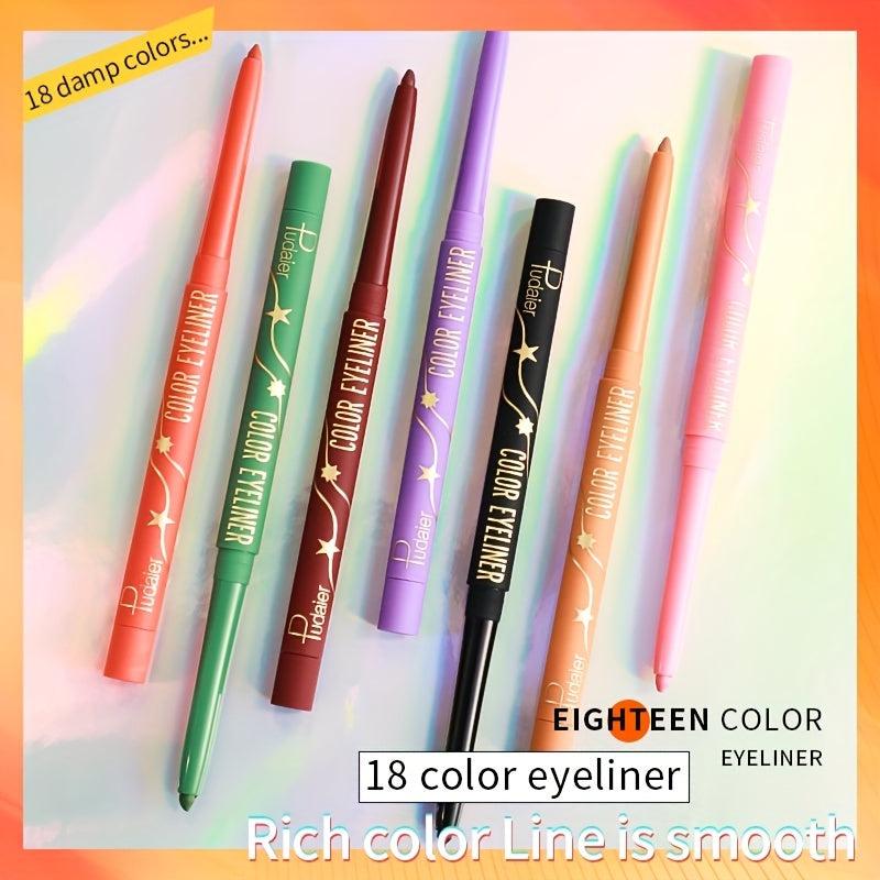 18 Color Eyeliner Glue Pen Smudge Proof Sweat Proof Long Lasting