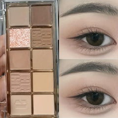 10 Shade Milk Tea Earth Tone Eyeshadow Palette Matte & Pearly Finish