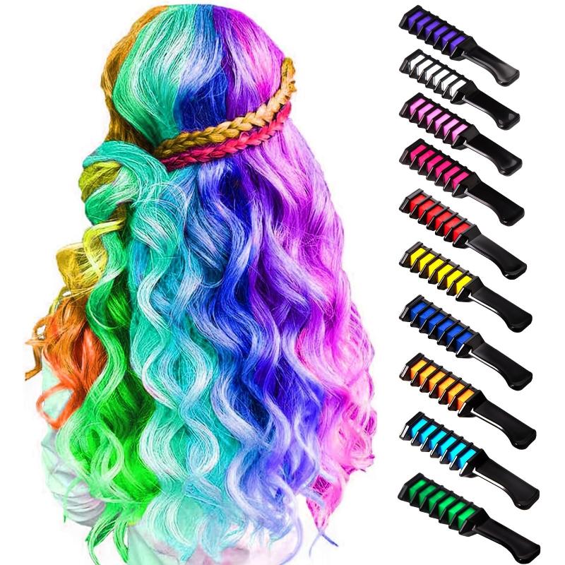 Washable Hair Chalk Comb 6 & 10 Colors Temporary Hair Dye Pens