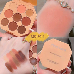 9-Color Eyeshadow Palette Matte Pearly Glitter Earth Tones