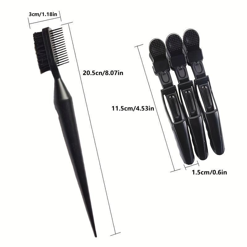 5pcs Salon Section Hairpins + 1pcs Dyeing Beard Hair Brush