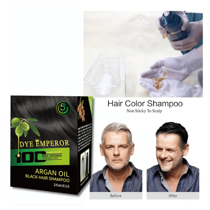 10 Pack Argan Hair Shampoo Natural Plant Blackening Hair Dye Cream