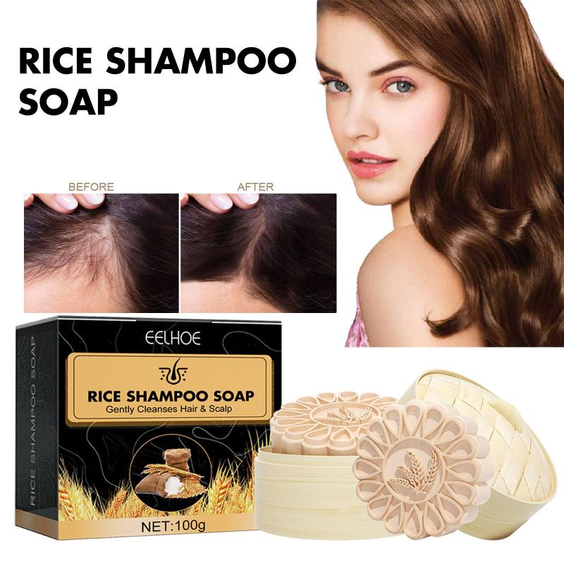 Natural Rice Shampoo Soap Repairs Split Ends Dry Hair Healthy Hair Penetrate