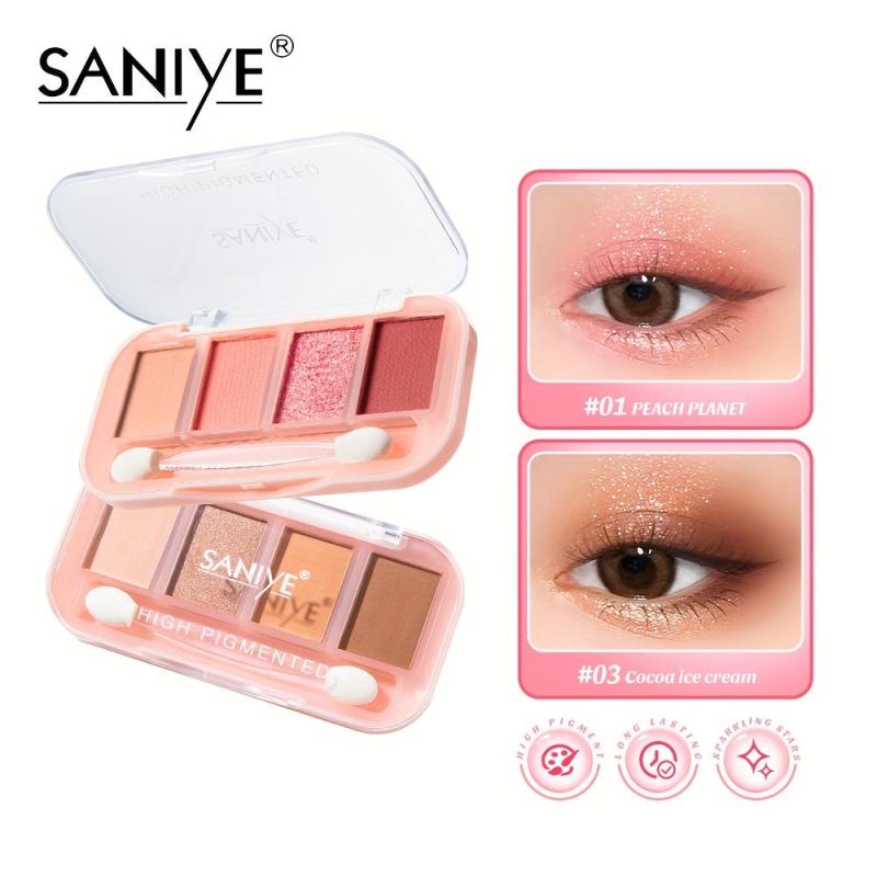 4 Colors Eyeshadow Palette Brown Berry Tone Matte Pearly Natural Finish