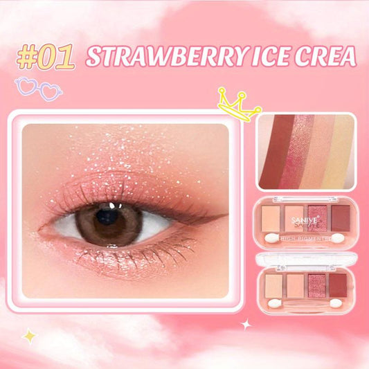 4 Colors Eyeshadow Palette Brown Berry Tone Matte Pearly Natural Finish