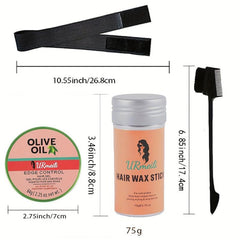 Strong Hold Edge Control Wax for Women with Elastic Bands - Non Greasy Formula