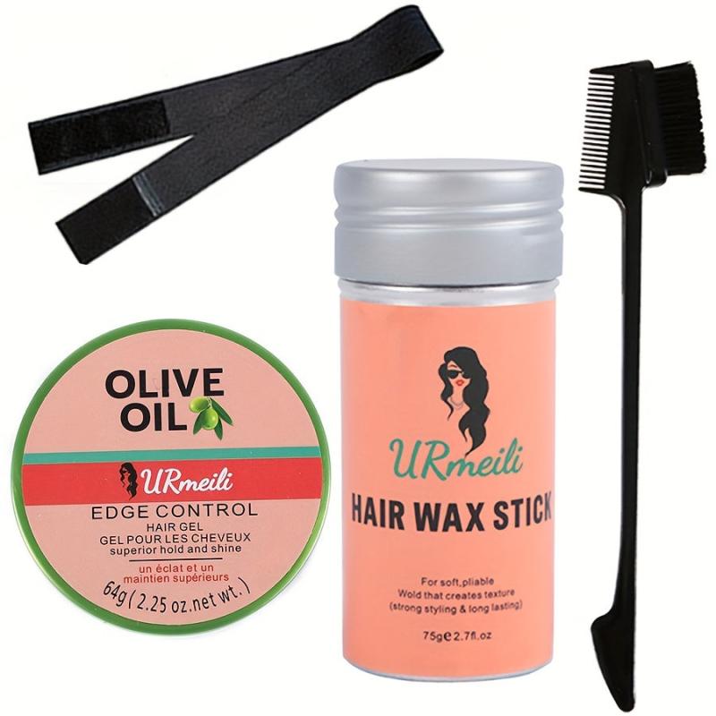 Strong Hold Edge Control Wax for Women with Elastic Bands - Non Greasy Formula