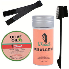 Strong Hold Edge Control Wax for Women with Elastic Bands - Non Greasy Formula