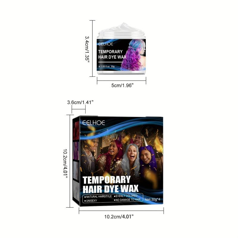 4-Pack Temporary Hair Dye Wax Set for Cosplay Parties