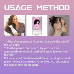 3pcs Hair Wax Stick Smoothing Frizz & Flyaways Natural Shine Solid Hair Wax
