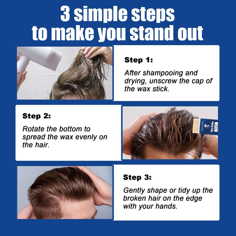 Jojoba Men's Hair Wax Stick for Broken Hair, Long Lasting Fluffy Style