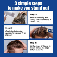 Jojoba Men's Hair Wax Stick for Broken Hair, Long Lasting Fluffy Style