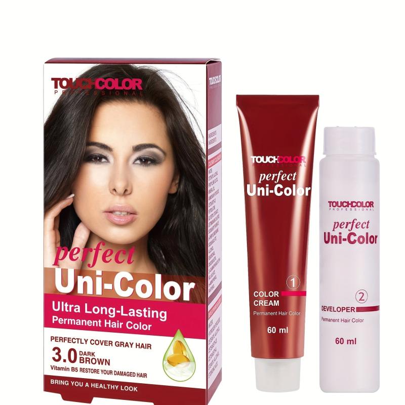 Long Lasting Permanent Hair Cream Dye Kit - 60ml Cream & 60ml Developer