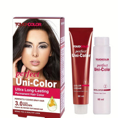 Long Lasting Permanent Hair Cream Dye Kit - 60ml Cream & 60ml Developer