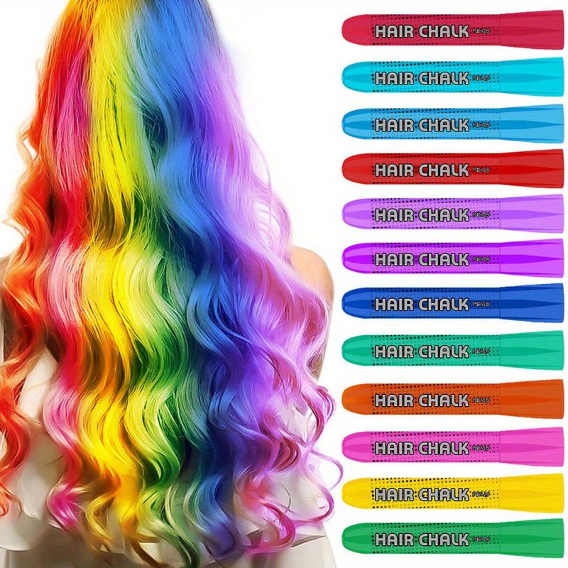 12pcs Colorful Hair Chalk Temporary Hair Pen for Girls Ages 3-10