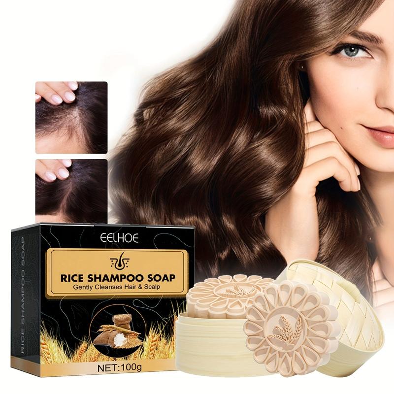 Rice Hair Shampoo Soap Moisturizing Scalp Cleaning Hair Firming Shampoo Soap